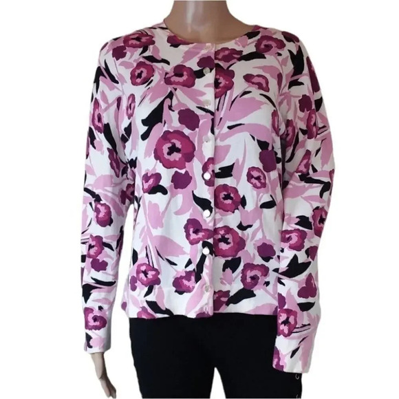 Charter Club Floral Button Sweater - Picture 1 of 5